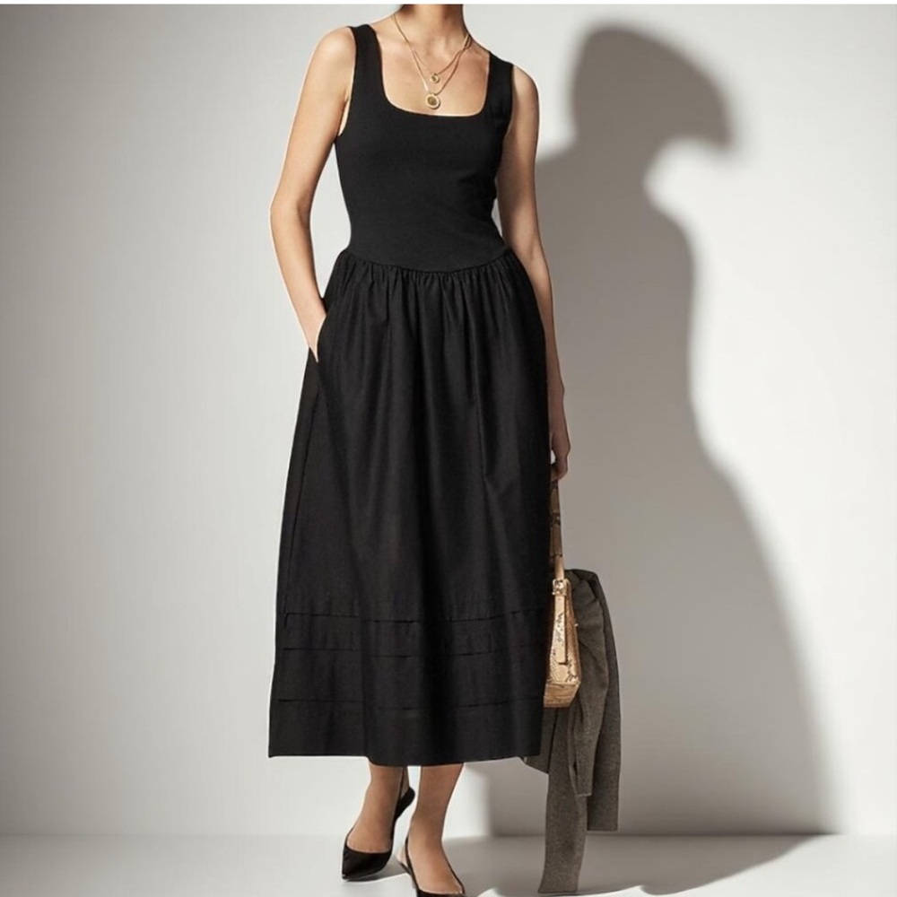 J. Crew Black Midi Tank Dress